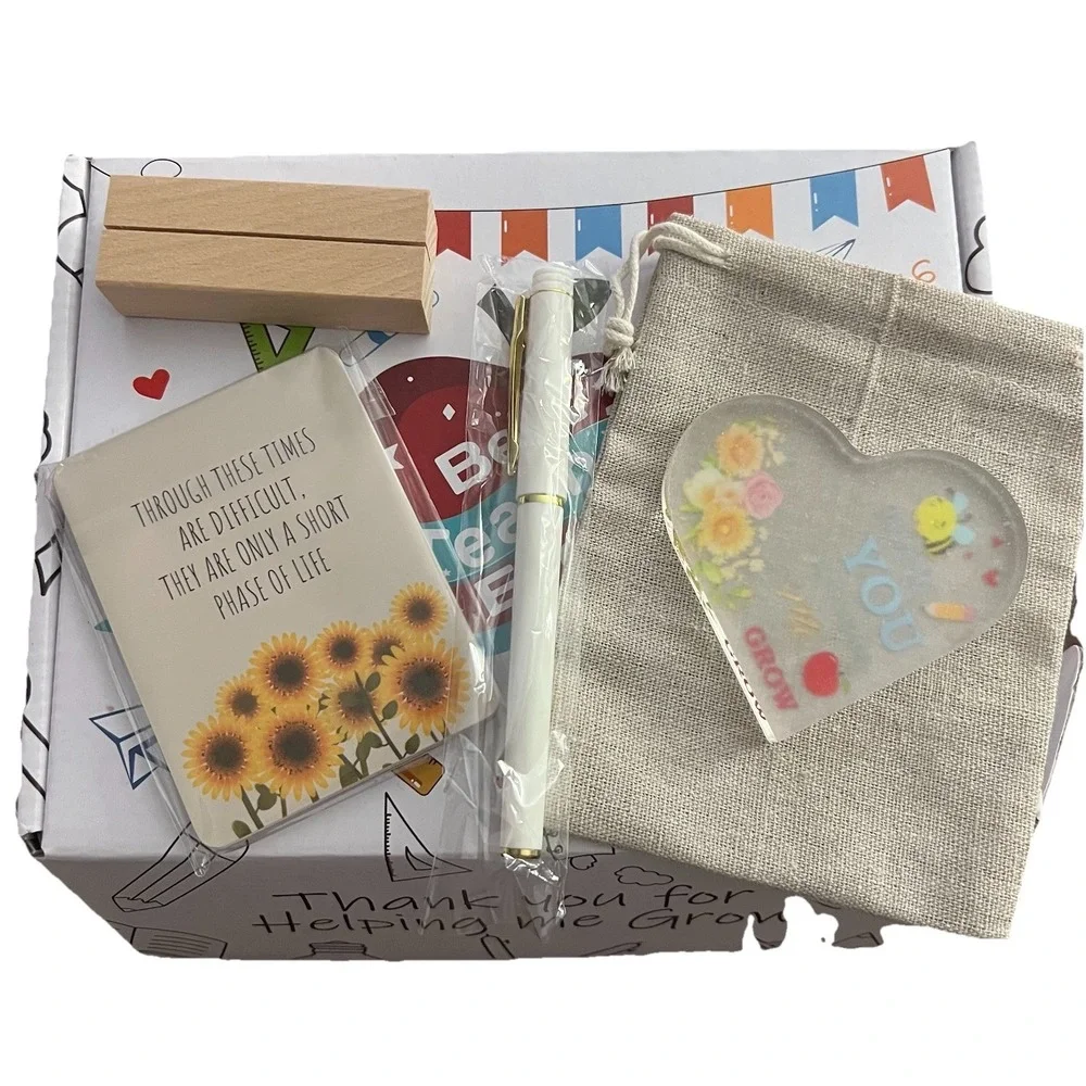 Best Teacher Ever Appreciation Box Of Gifts Tumbler Pen Candle Cards Pouch Heart